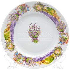 Тарелка обеденная, фарфор, 20 см, круглая, Гладкий край Лаванда/Лавандовый прованс, Дулевский фарфор, 093082/092102/09419