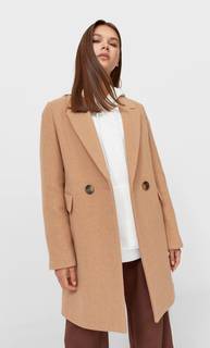 Stradivarius Драповое Пальто Бежевый S