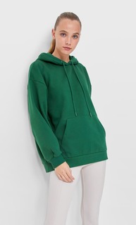Stradivarius Худи Оверсайз Бутылочно-Зеленый L