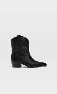 Stradivarius Черные Ботильоны В Ковбойском Стиле Черный 38
