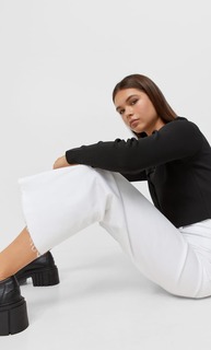 Stradivarius Бесшовные Брюки-Кюлоты Из Твила Белый 38