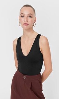 Stradivarius Боди Из Полиамида С V-Образным Вырезом Черный S