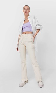 Stradivarius Укороченный Бесшовный Топ На Бретелях Сиреневый Xl