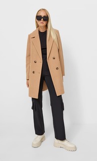 Stradivarius Двубортное Пальто С Застежкой На Пуговицы Бежевый L