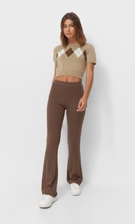 Stradivarius Брюки-Клеш В Рубчик Коричневый M