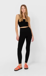 Stradivarius Комплект Из Топа На Бретелях И Бесшовных Легинсов Черный M