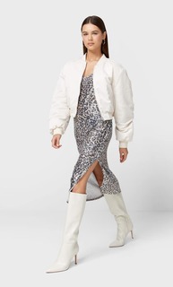 Stradivarius Платье Миди С Анималистичным Принтом И Пайетками Светло-Жженый M