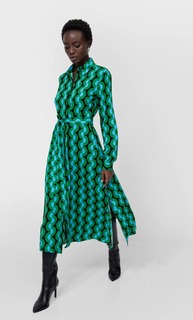 Stradivarius Платье-Рубашка С Принтом Черный L