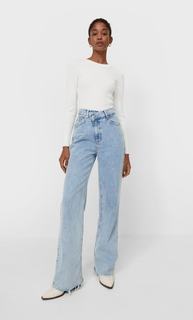 Stradivarius Джинсы Прямого Кроя С Асимметричным Поясом Светлый Деним 38