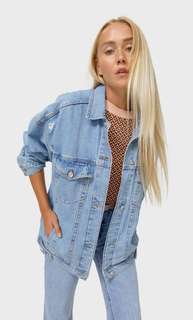 Stradivarius Джинсовая Куртка Оверсайз Светлый Деним L