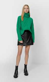 Stradivarius Мини-Юбка Из Искусственной Кожи Черный 42