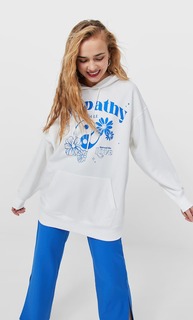 Stradivarius Худи Оверсайз Цвет Небеленого Полотна M