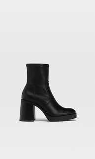 Stradivarius Эластичные Ботильоны На Платформе Черный 39