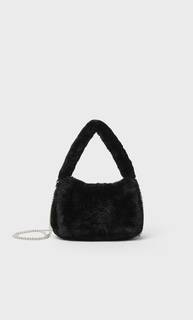 Stradivarius Сумка С Меховой Отделкой И Цепочкой Черный 103