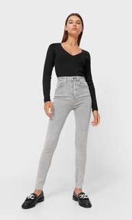 Stradivarius Джинсы С Очень Высокой Посадкой Темно-Серый 34