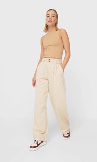 Stradivarius Широкие Брюки Из Твила Цвет Камня 34