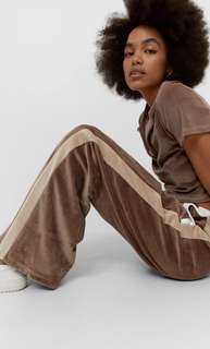 Stradivarius Брюки Из Бархата Коричневый L