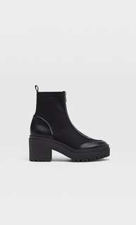 Stradivarius Ботильоны Из Ткани На Каблуке И С Молнией Черный 37