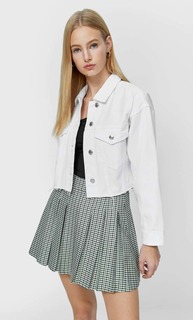 Stradivarius Укороченная Джинсовая Куртка Белый Xs