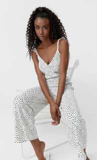 Stradivarius Комбинезон На Бретелях С Принтом «Конфетти» Белый L