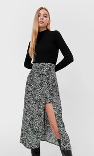 Stradivarius Юбка Миди В Стиле Парео Черный 36