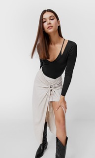 Stradivarius Юбка Миди В Стиле Рустик Цвет Камня 40