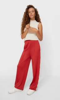 Stradivarius Брюки Кроя Bootcut Из Нейлона Красный S
