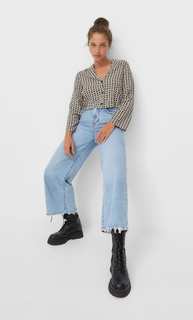 Stradivarius Рубашка С Расклешенными Рукавами Черный S