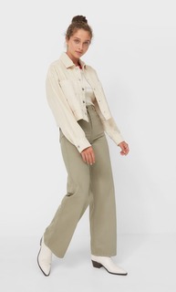 Stradivarius Укороченная Куртка-Рубашка Из Вельвета Цвет Камня M