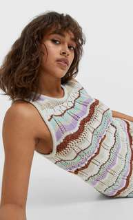 Stradivarius Платье Из Кружева Кроше С Узором Зигзаг Цвет Камня Xs