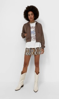 Stradivarius Худи С Молнией Коричневый Xs