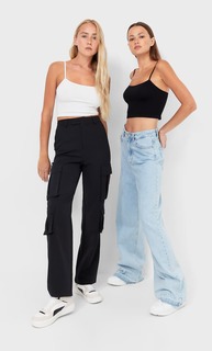 Stradivarius Набор Из 2 Бесшовных Топов На Бретелях Черный M
