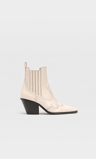 Stradivarius Ботильоны В Ковбойском Стиле На Каблуке Розовато-Бежевый 36