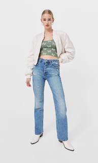 Stradivarius Жаккардовый Топ На Бретелях Multicolor L