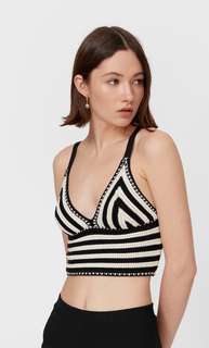 Stradivarius Топ-Бралетт Из Кружева Кроше В Полоску Черный M