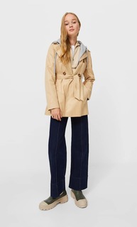 Stradivarius Тренч С Капюшоном Из Мягкой Ткани Цвет Камня L