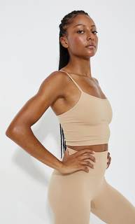 Stradivarius Укороченный Бесшовный Топ На Бретелях Цвет Камня Xl