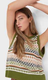 Stradivarius Жаккардовый Жилет Зеленый Xs