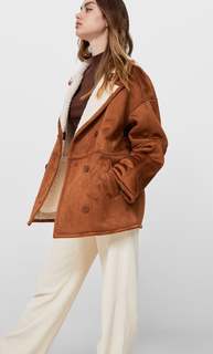 Stradivarius Пальто На Подкладке Из Искусственного Меха Бежевый M