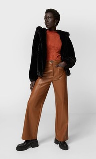 Stradivarius Куртка Из Искусственного Меха С Капюшоном Черный S