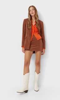 Stradivarius Мини-Юбка Из Вельвета Цвет Темной Верблюжьей Шерсти 40