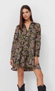 Stradivarius Короткое Атласное Платье Хаки M