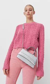 Stradivarius Мини-Сумка С Плечевым Ремнем И Эффектом Крокодиловой Кожи Серый 103