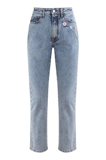 Голубые джинсы с вышивкой Alessandra Rich