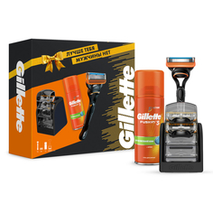 Набор подарочный Gillette: бритва Gillette Fusion с 3 кассетами, гель для бритья Gillette Fusion 75 мл, подставка