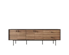 Комод с четырьмя дверками и двумя ящиками emerson (etg-home) черный 190x60x45 см.