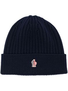 Moncler Grenoble шапка бини в рубчик с нашивкой-логотипом
