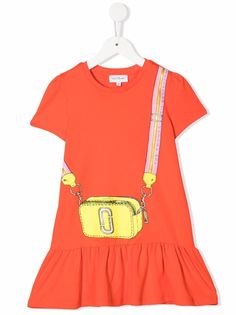 The Marc Jacobs Kids расклешенное платье-футболка с графичным принтом