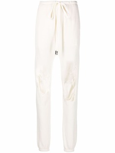 R13 drawstring waist distressed track pants