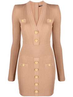 Balmain платье мини с V-образным вырезом